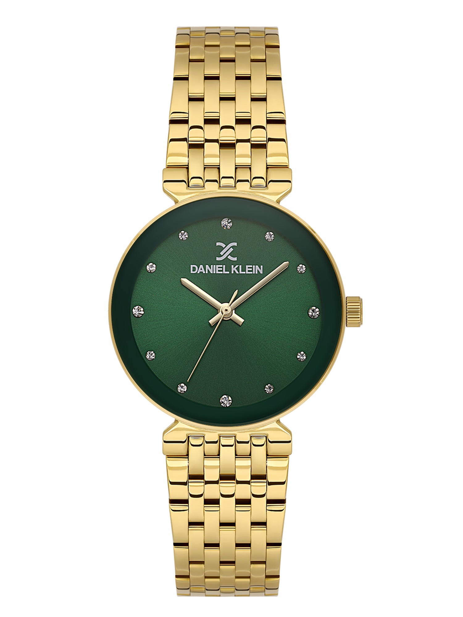 Daniel Klein Analog Dark Green Round Dial Gold Case Gold Strap Quartz Water-Resistant Wrist Watch for Women Girls, Ladies DK.1.14175-4