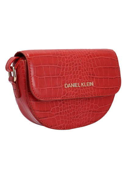 Daniel Klein Exclusive Snake Skin Pattern Women Cross-Body Sling - Red