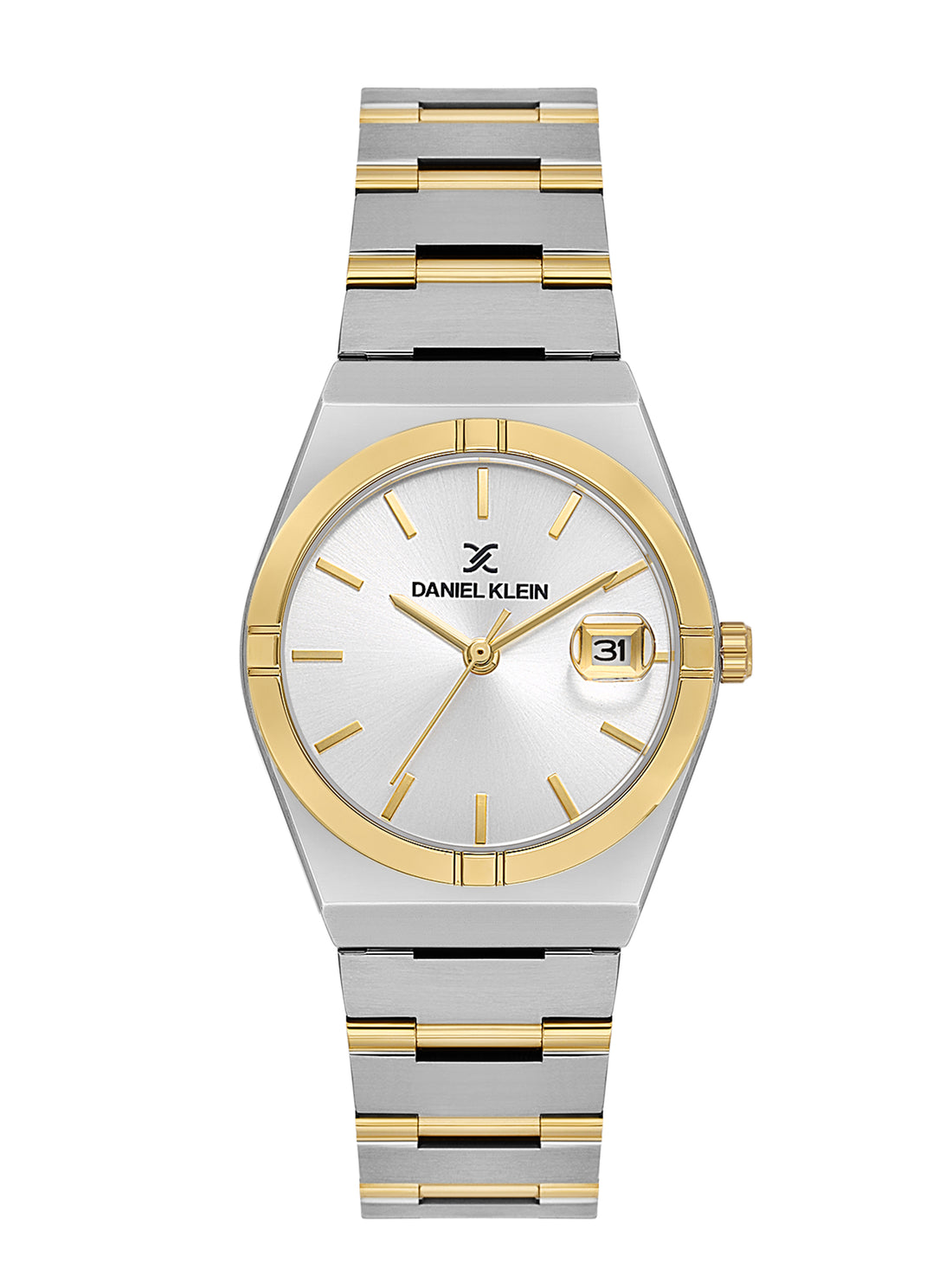 Daniel Klein Analog Silver Round Dial Silver and Gold Case Silver and Gold Strap Quartz Water-Resistant Wrist Watch for Women Girls, Ladies DK.1.14170-4