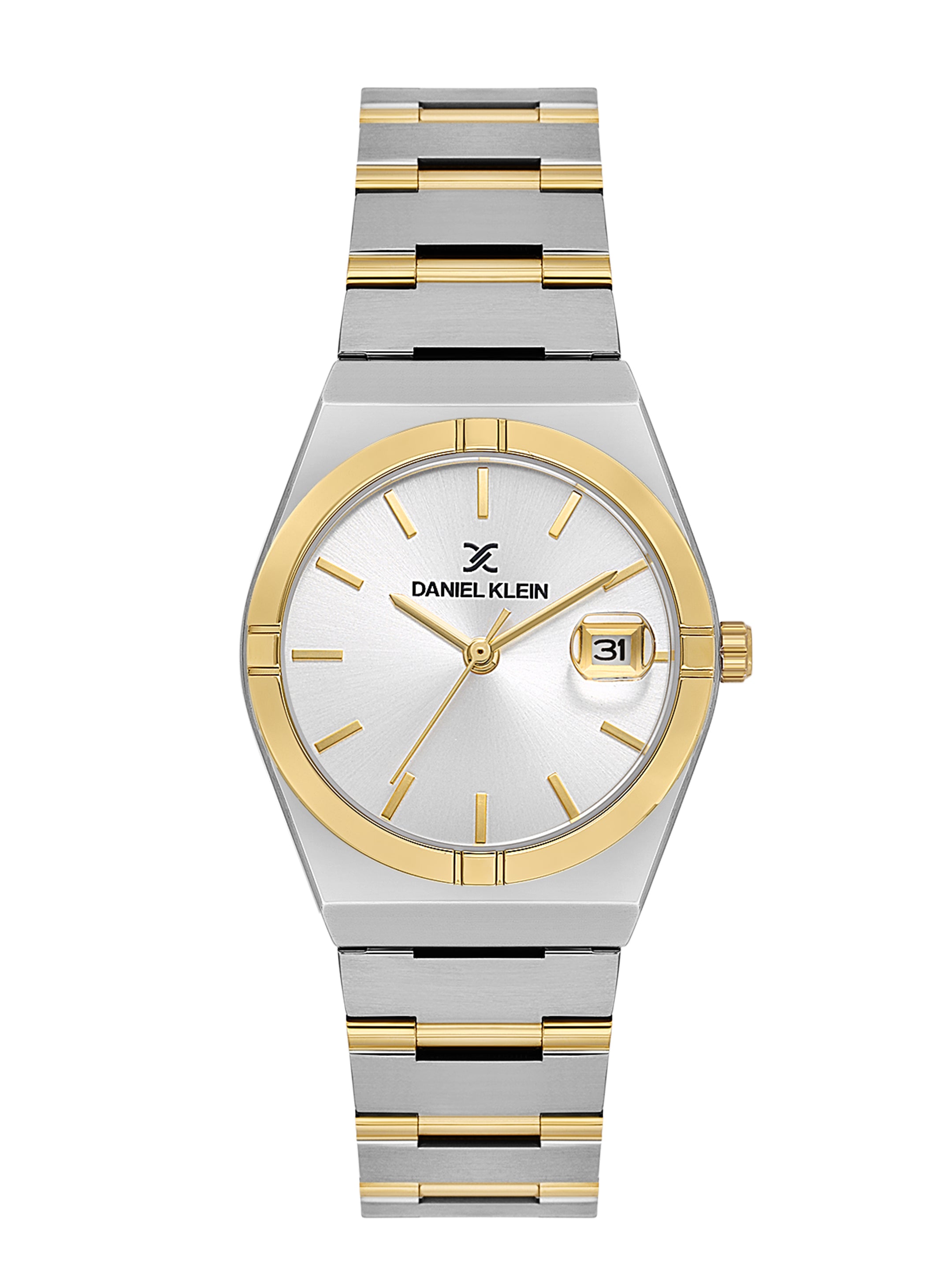 Daniel Klein Analog Silver Round Dial Silver and Gold Case Silver and Gold Strap Quartz Water-Resistant Wrist Watch for Women Girls, Ladies DK.1.14170-4