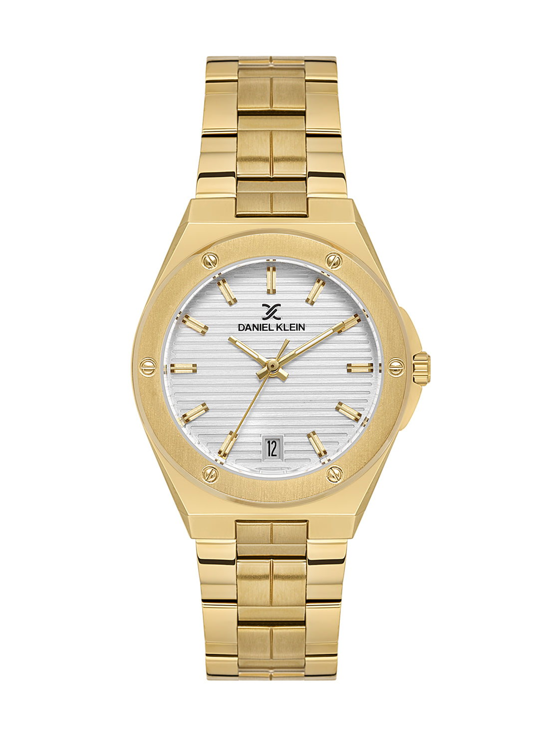 Daniel Klein Analog Silver Round Dial Gold Case Gold Strap Quartz Water-Resistant Wrist Watch for Women Girls, Ladies DK.1.14171-3