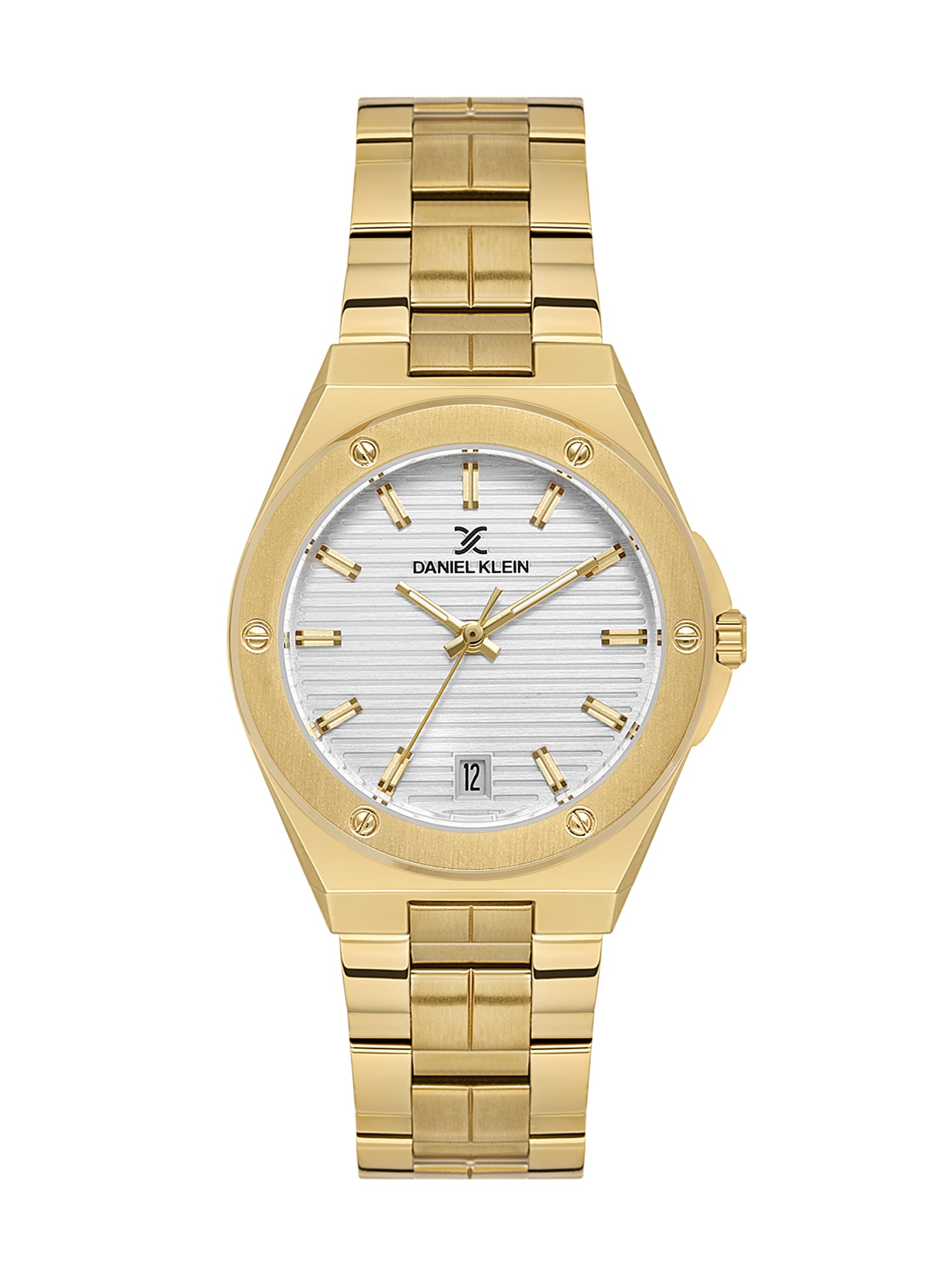 Daniel Klein Analog Silver Round Dial Gold Case Gold Strap Quartz Water-Resistant Wrist Watch for Women Girls, Ladies DK.1.14171-3