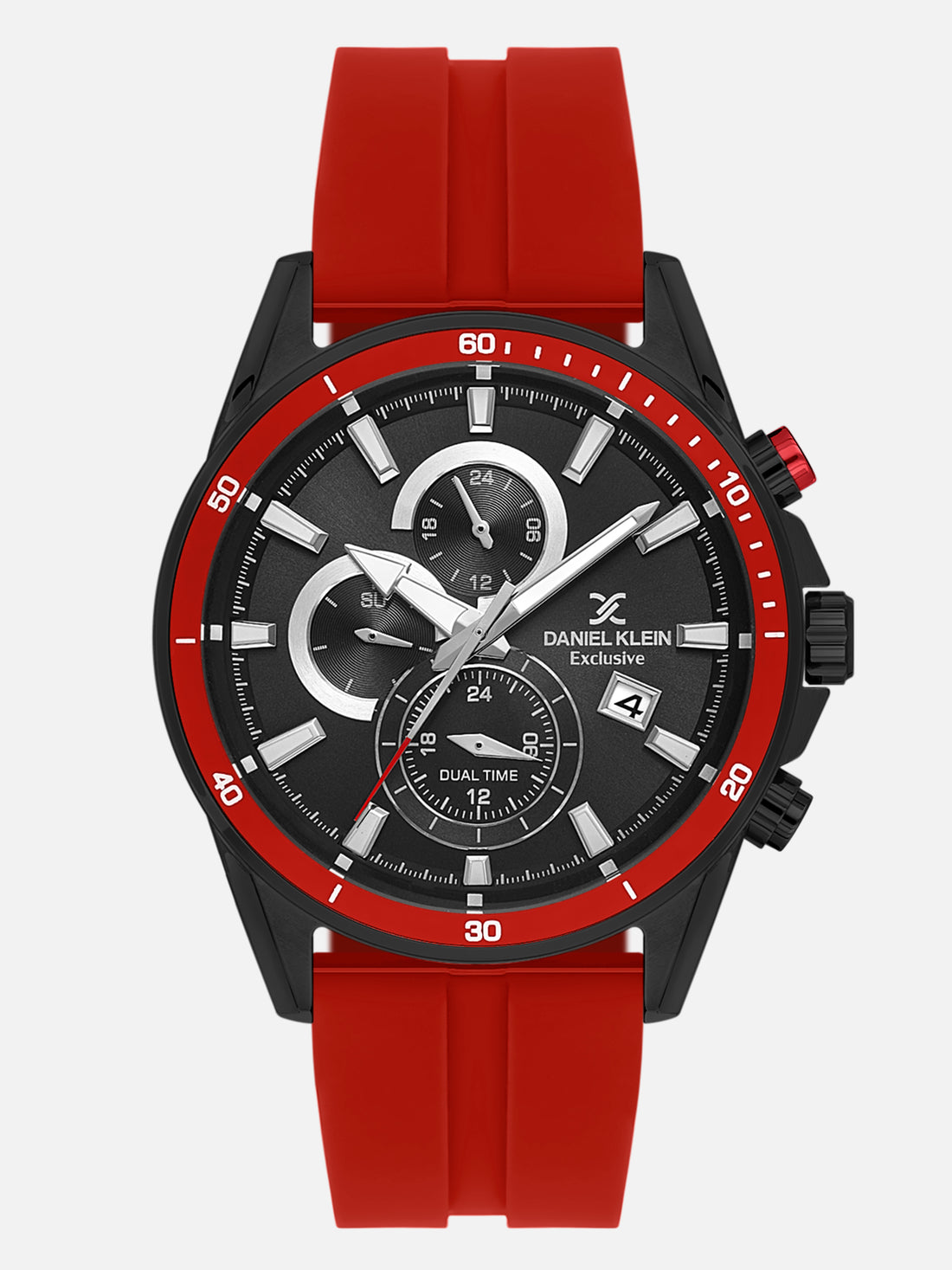 Daniel Klein Analog Black Round Dial Black Case D.Red Strap Quartz Water-Resistant Wrist Watch for Men Boys DK.1.14246-5