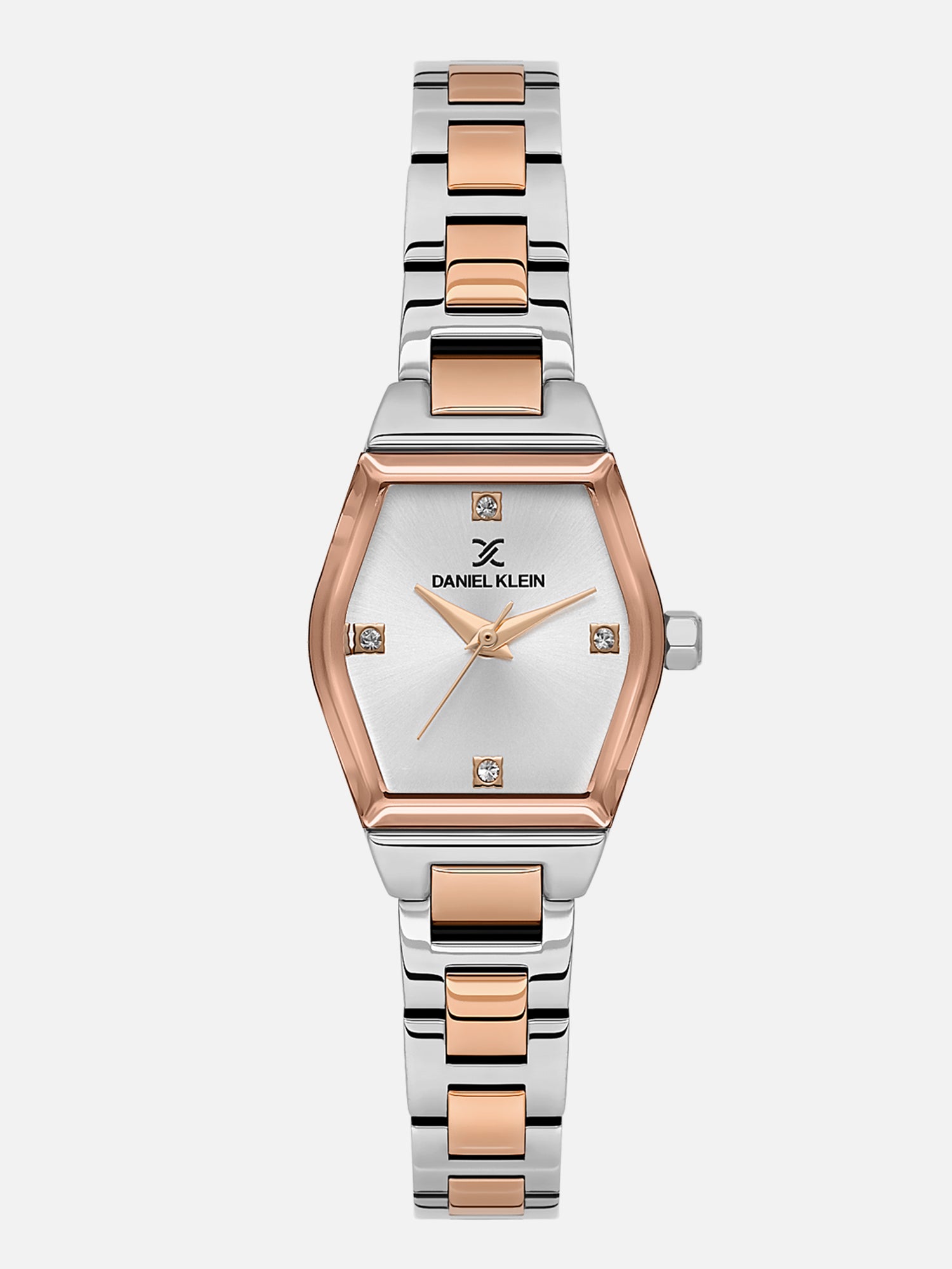Daniel Klein Analog Silver Round Dial Silver/Rose Gold Case Silver and Rose Gold Strap Quartz Water-Resistant Wrist Watch for Women Girls, Ladies DK.6.14186-6