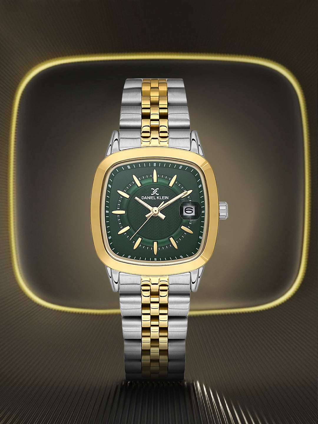 Daniel Klein Dark Green Dial Two-Tone Women’s Analog Watch DK.1.14129-5