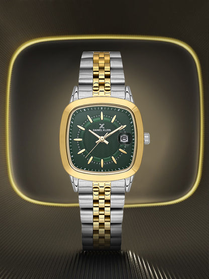 Daniel Klein Dark Green Dial Two-Tone Women’s Analog Watch DK.1.14129-5