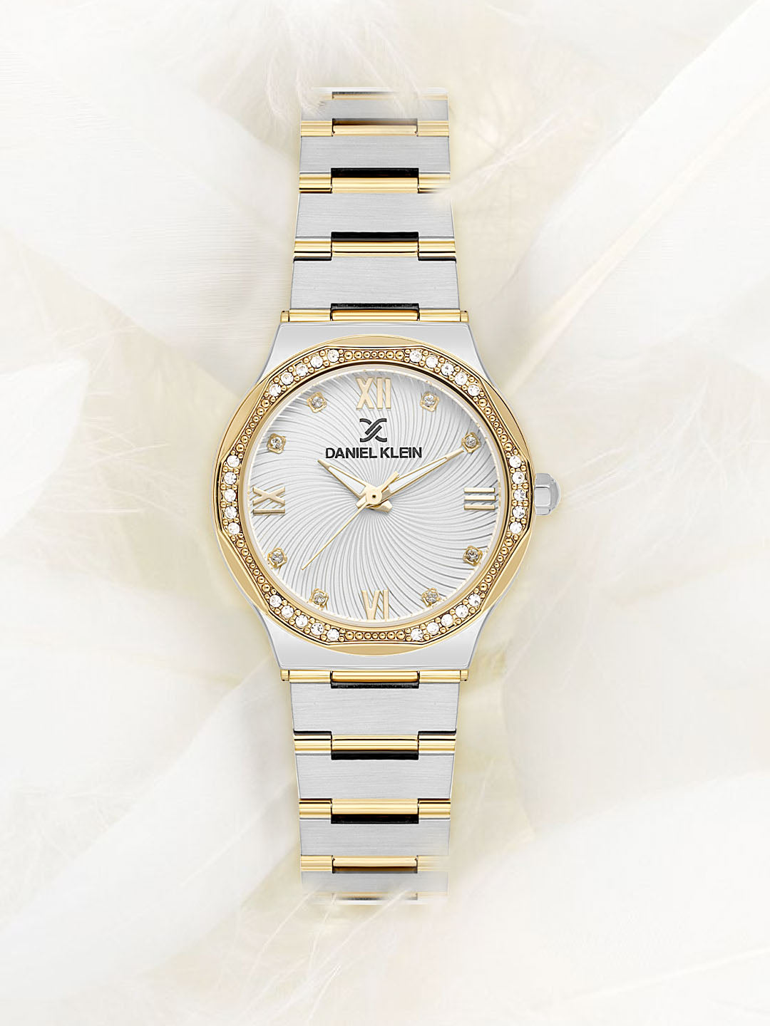 Daniel Klein Silver Dial Silver–Gold Strap Women’s Analog Watch DK.1.14101-3
