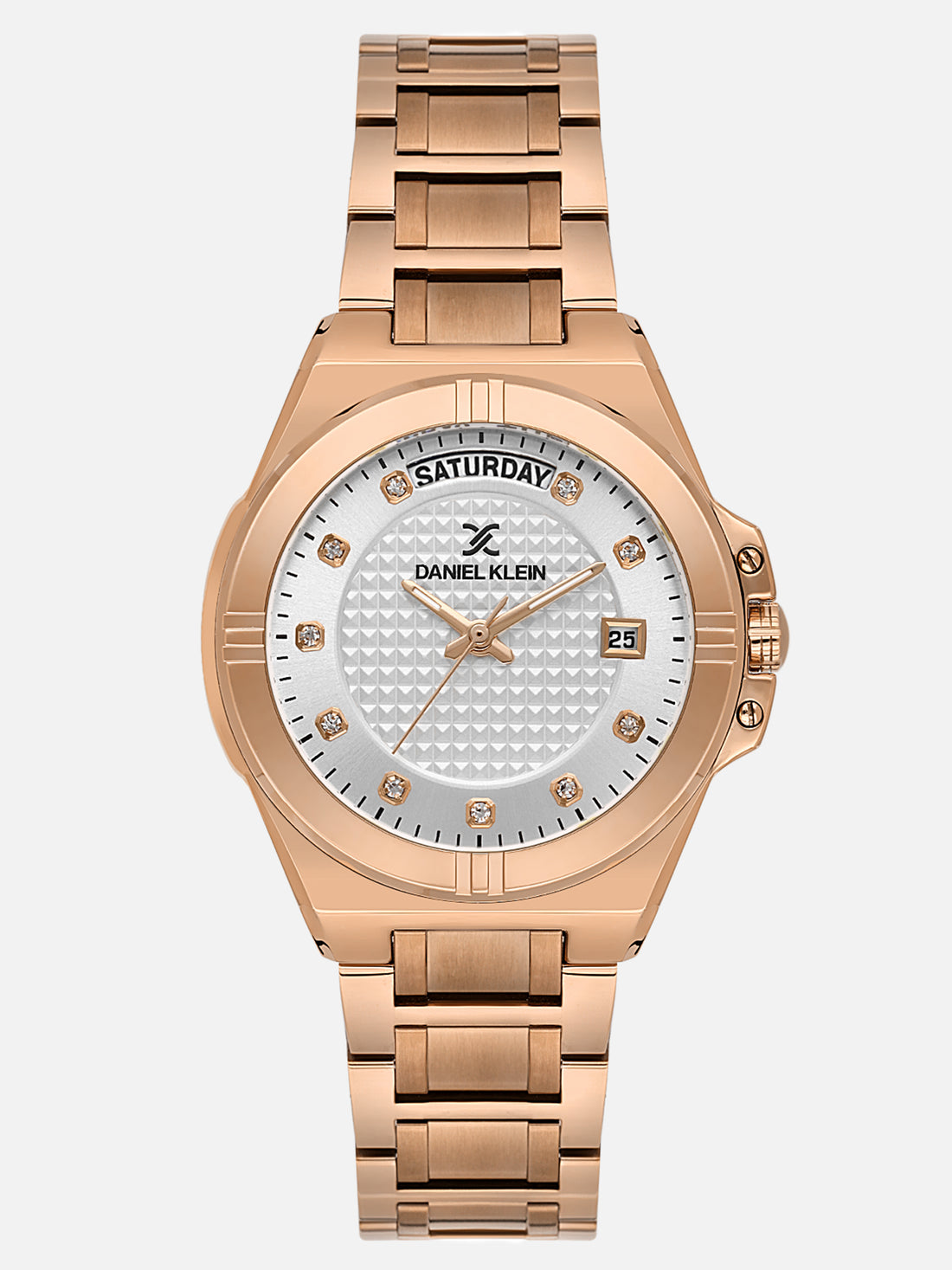 Daniel Klein Analog Silver Round Dial Pink Rose Gold Case Pink Rose Gold Strap Quartz Water-Resistant Wrist Watch for Women Girls, Ladies DK.1.14176-5