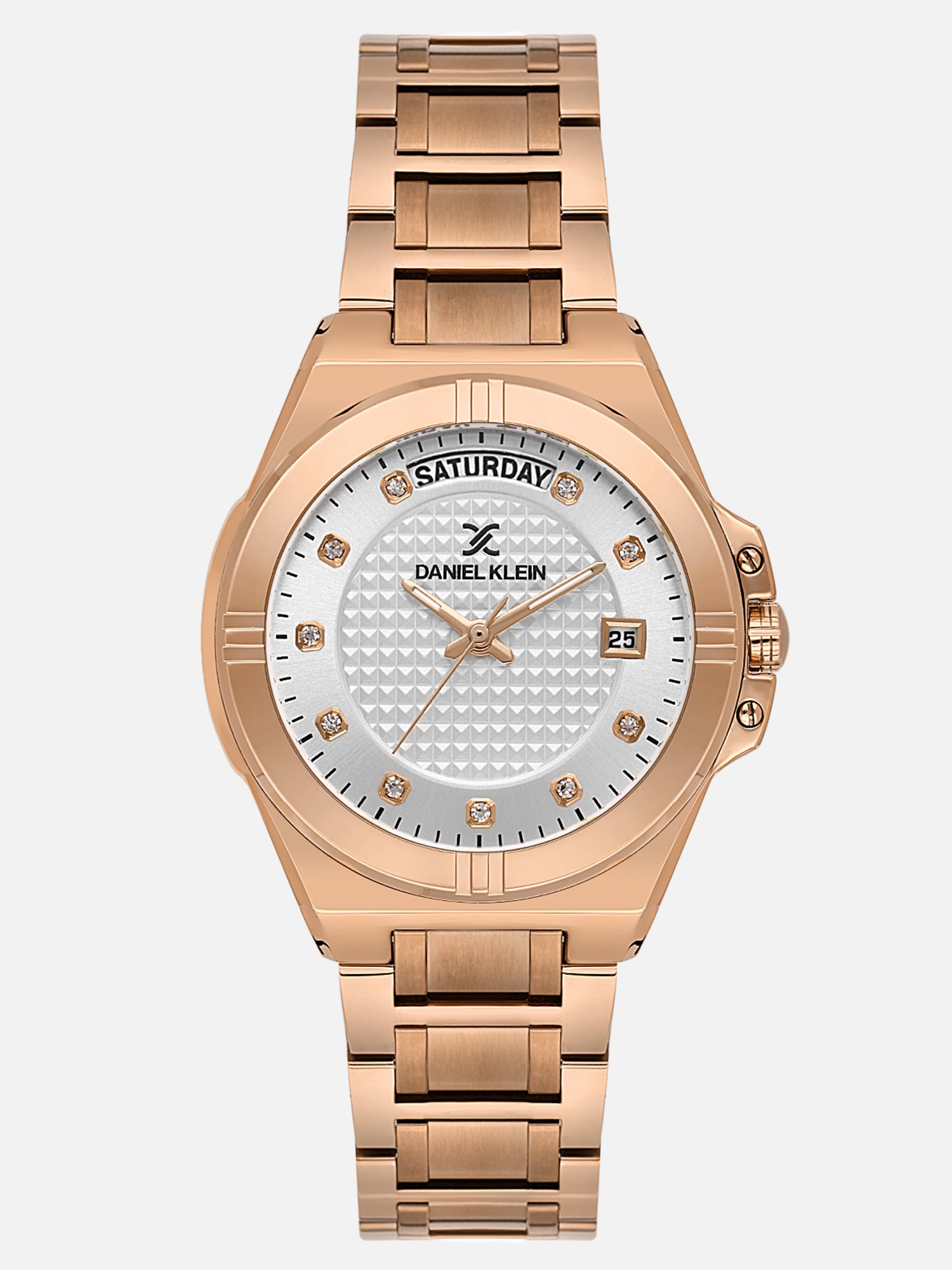 Daniel Klein Analog Silver Round Dial Pink Rose Gold Case Pink Rose Gold Strap Quartz Water-Resistant Wrist Watch for Women Girls, Ladies DK.1.14176-5