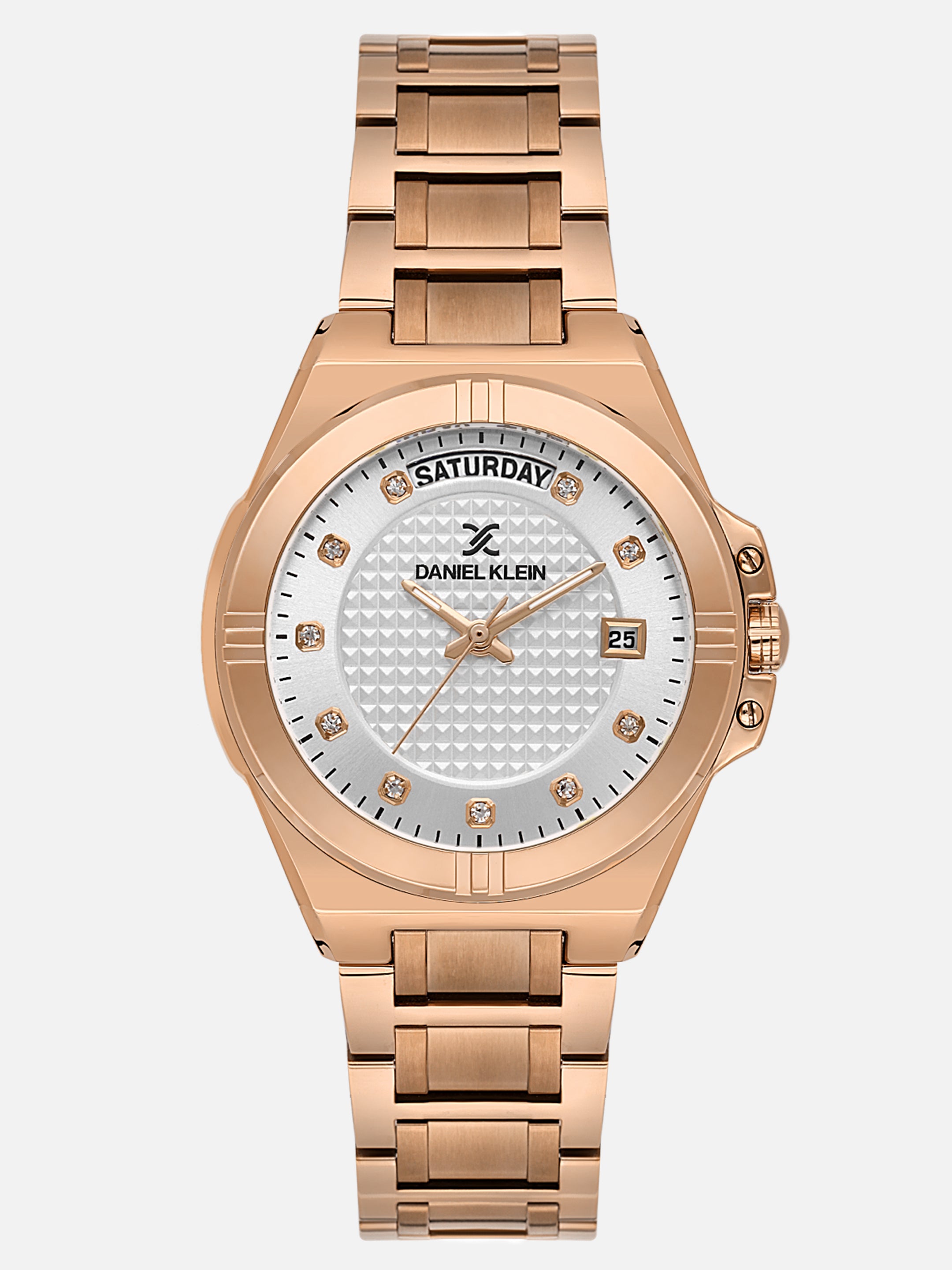 Daniel Klein Analog Silver Round Dial Pink Rose Gold Case Pink Rose Gold Strap Quartz Water-Resistant Wrist Watch for Women Girls, Ladies DK.1.14176-5