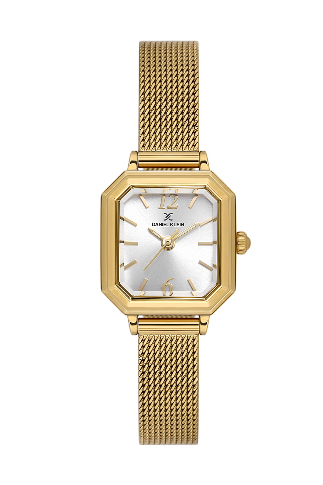 Daniel klein Premium Lady Silver Sunray Dial Gold Mesh Watch DK.1.13945-3