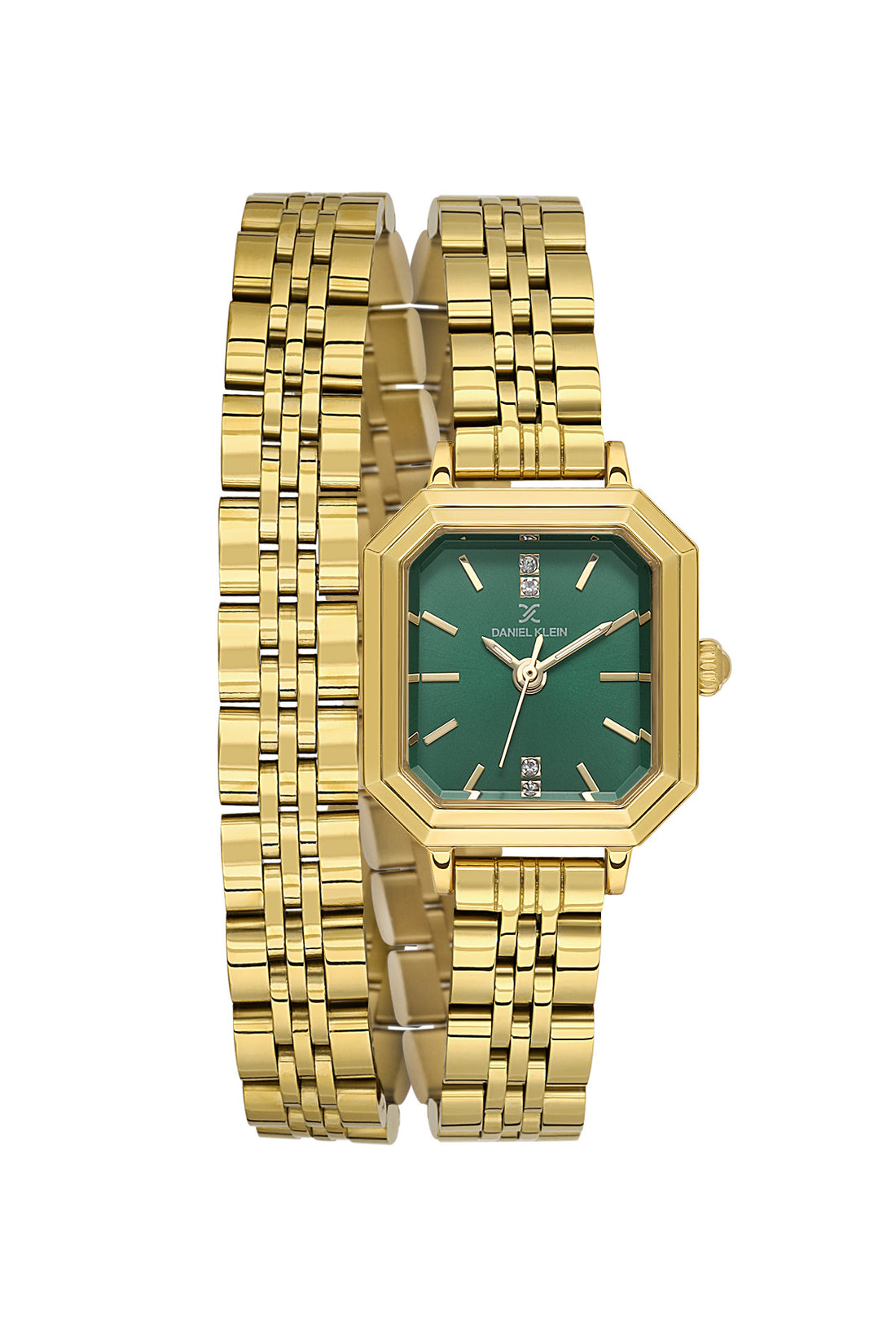 Daniel Klein Dark Green Dial Gold Strap Women’s Analog Watch DK.1.14098-3