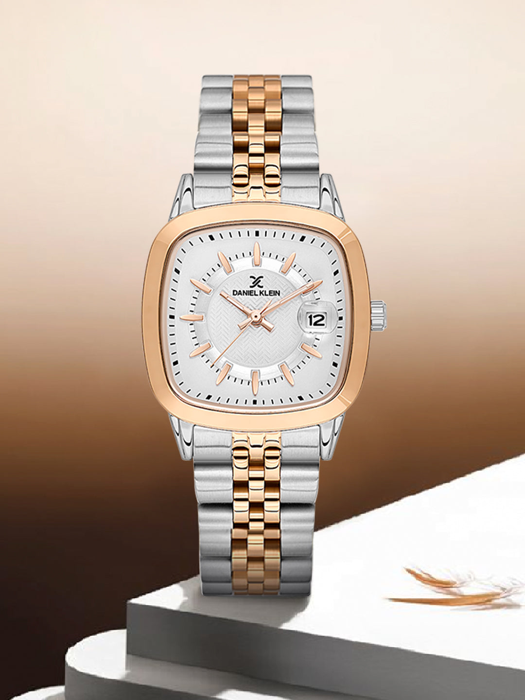 Daniel Klein Silver Dial Dual-Tone Women’s Analog Watch DK.1.14129-6