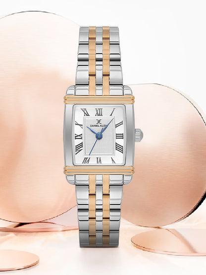 Daniel Klein Silver Dial Silver–Rose Gold Strap Women’s Analog Watch DK.1.14115-6