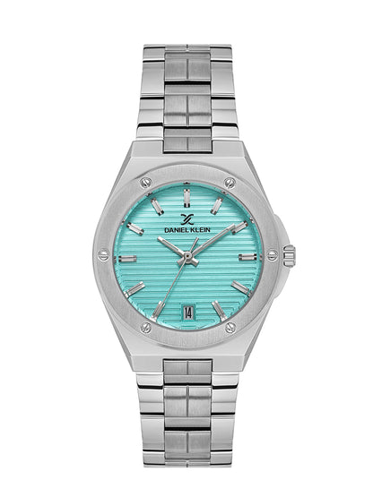Daniel Klein Analog Green Round Dial Silver Case Silver Strap Quartz Water-Resistant Wrist Watch for Women Girls, Ladies DK.1.14171-2