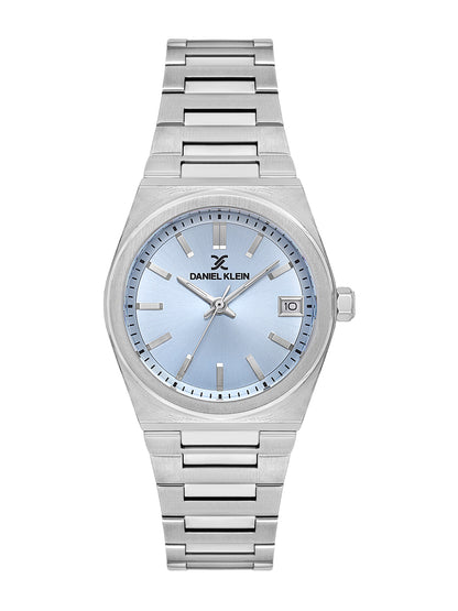 Daniel Klein Analog Blue Round Dial Silver Case Silver Strap Quartz Water-Resistant Wrist Watch for Women Girls, Ladies DK.1.14177-2