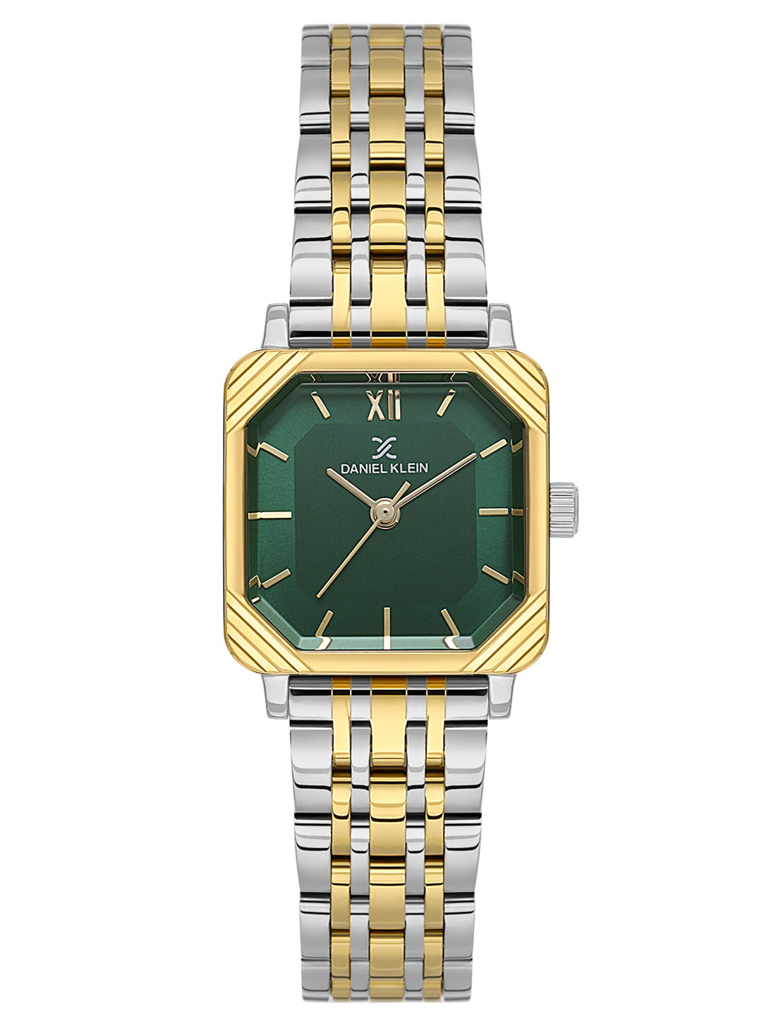 Daniel Klein Analog Dark Green Round Dial Silver and Gold Case Silver and Gold Strap Quartz Water-Resistant Wrist Watch for Women Girls, Ladies DK.1.14153-5