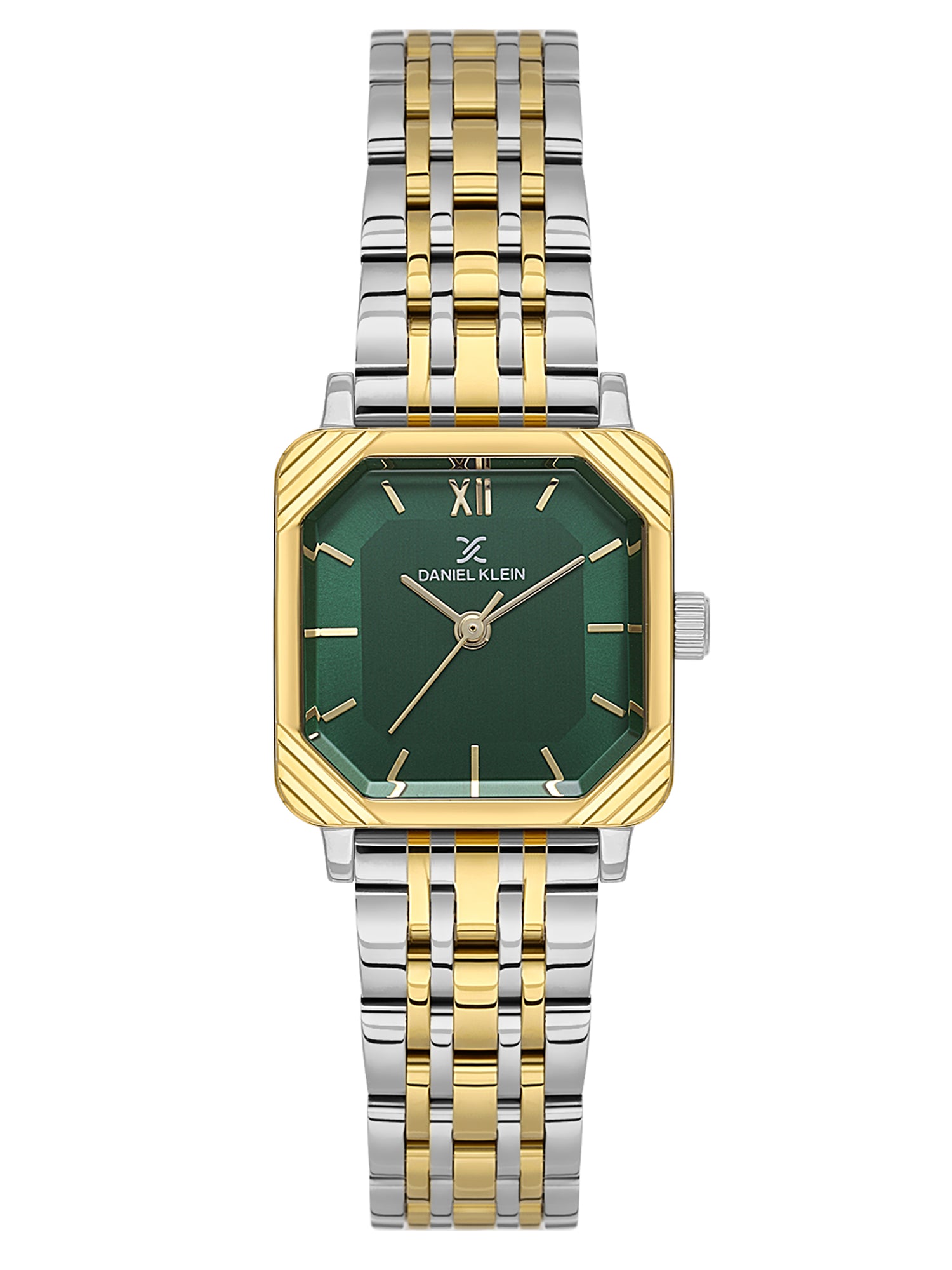 Daniel Klein Analog Dark Green Round Dial Silver and Gold Case Silver and Gold Strap Quartz Water-Resistant Wrist Watch for Women Girls, Ladies DK.1.14153-5