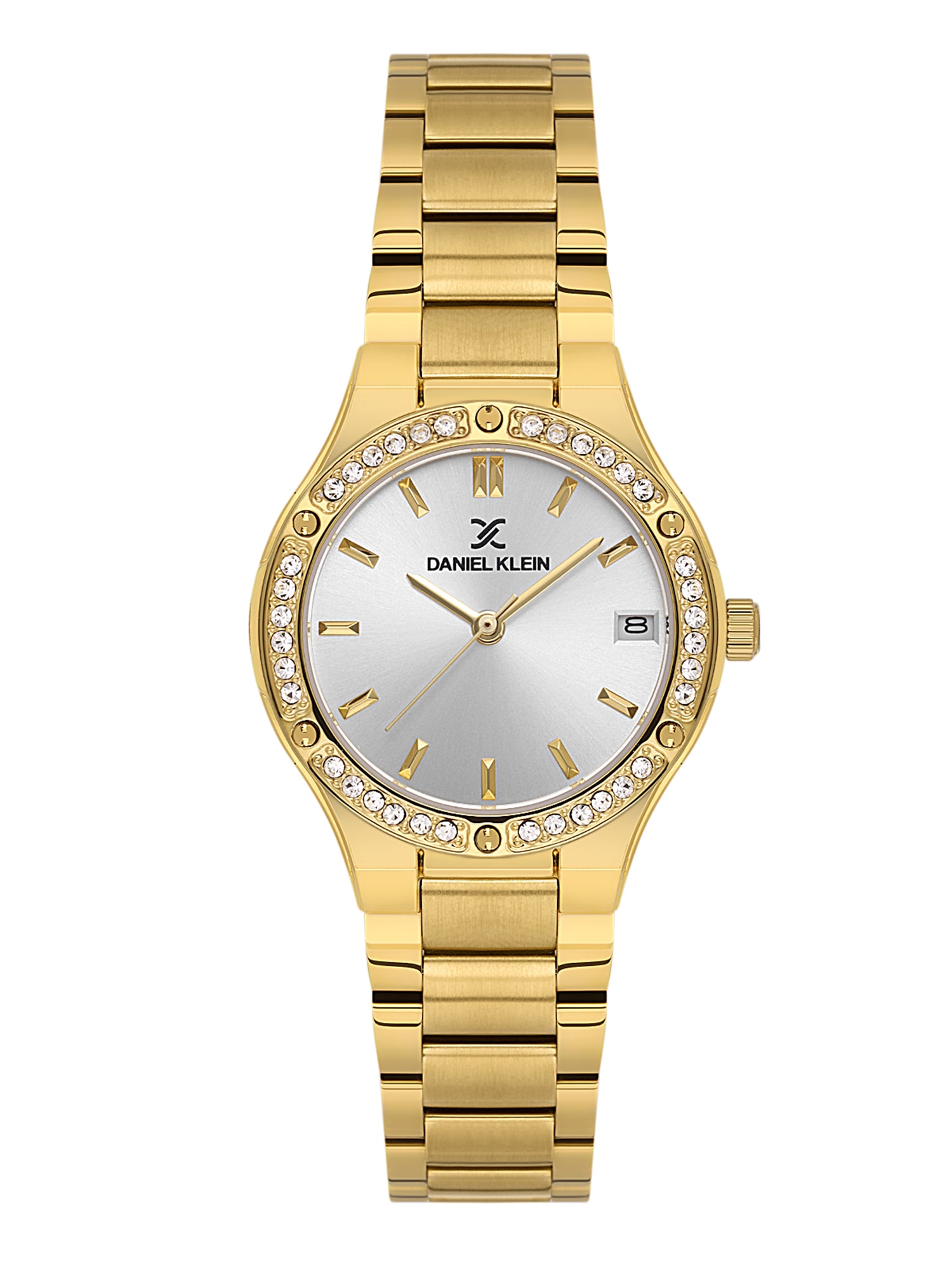 Daniel Klein Analog Silver Round Dial Gold Case Gold Strap Quartz Water-Resistant Wrist Watch for Women Girls, Ladies DK.1.14160-3