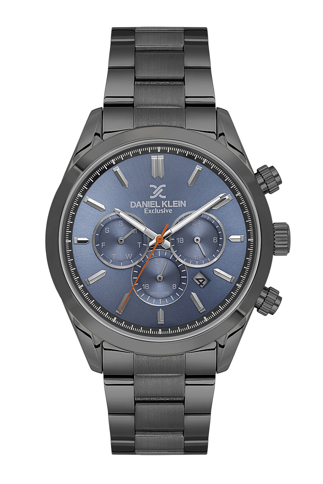 Daniel Klein Analog Blue Round Dial Gunmetalmetal Case Gunmetalmetal Strap Quartz Water-Resistant Wrist Watch for Men Boys DK.6.14259-5
