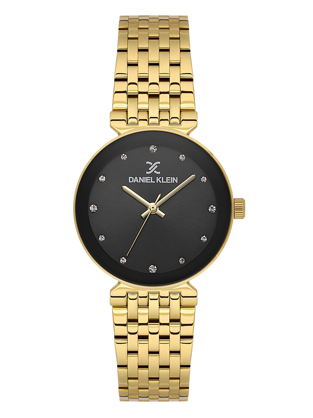 Daniel Klein Analog Black Round Dial Gold Case Gold Strap Quartz Water-Resistant Wrist Watch for Women Girls, Ladies DK.1.14175-3