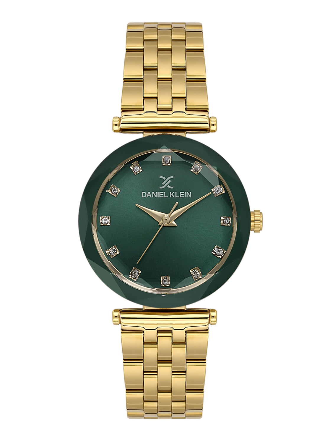 Daniel Klein Analog Dark Green Round Dial Gold/Dark Green Case Gold Strap Quartz Water-Resistant Wrist Watch for Women Girls, Ladies DK.6.14189-3