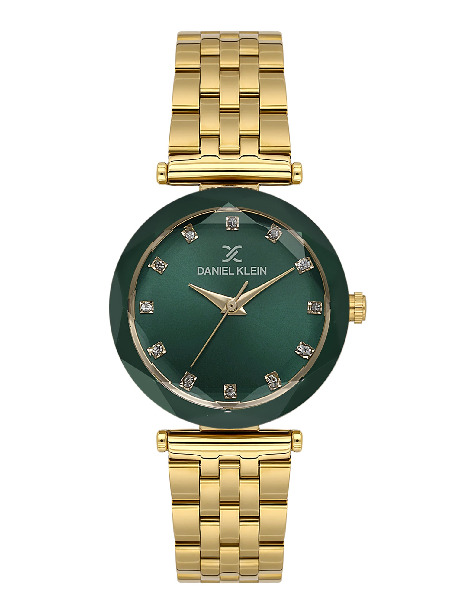 Daniel Klein Analog Dark Green Round Dial Gold/Dark Green Case Gold Strap Quartz Water-Resistant Wrist Watch for Women Girls, Ladies DK.6.14189-3