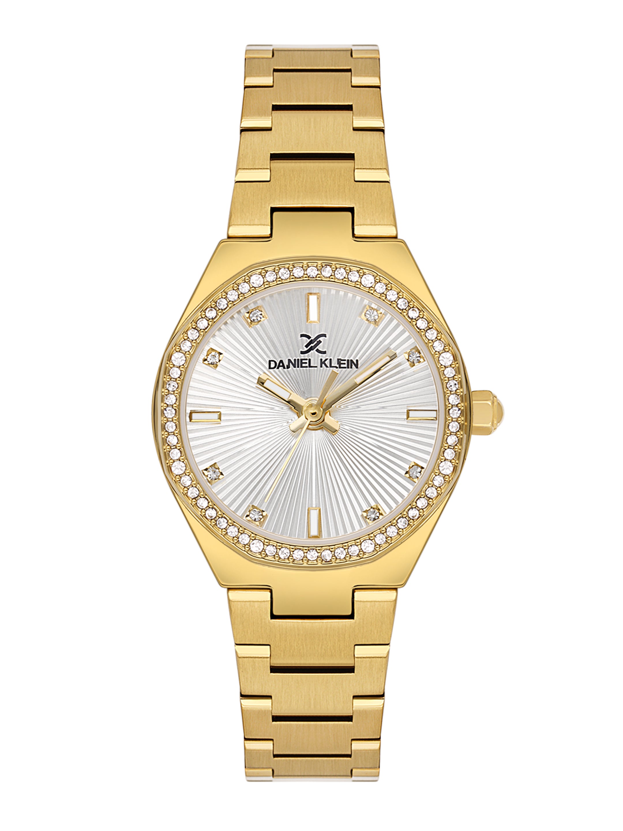 Daniel Klein Analog Silver Round Dial Gold Case Gold Strap Quartz Water-Resistant Wrist Watch for Women Girls, Ladies DK.1.14162-3