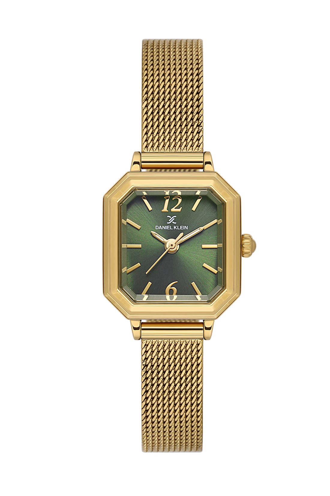 Daniel klein Premium Lady Dark Green Sunray Dial Gold Mesh Watch DK.1.13945-5