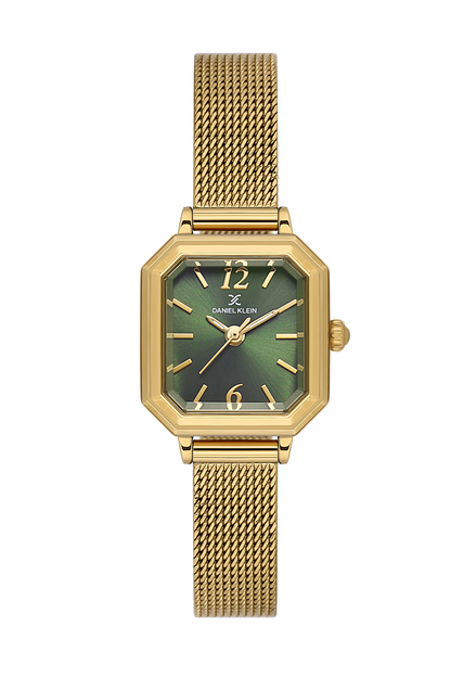Daniel klein Premium Lady Dark Green Sunray Dial Gold Mesh Watch DK.1.13945-5