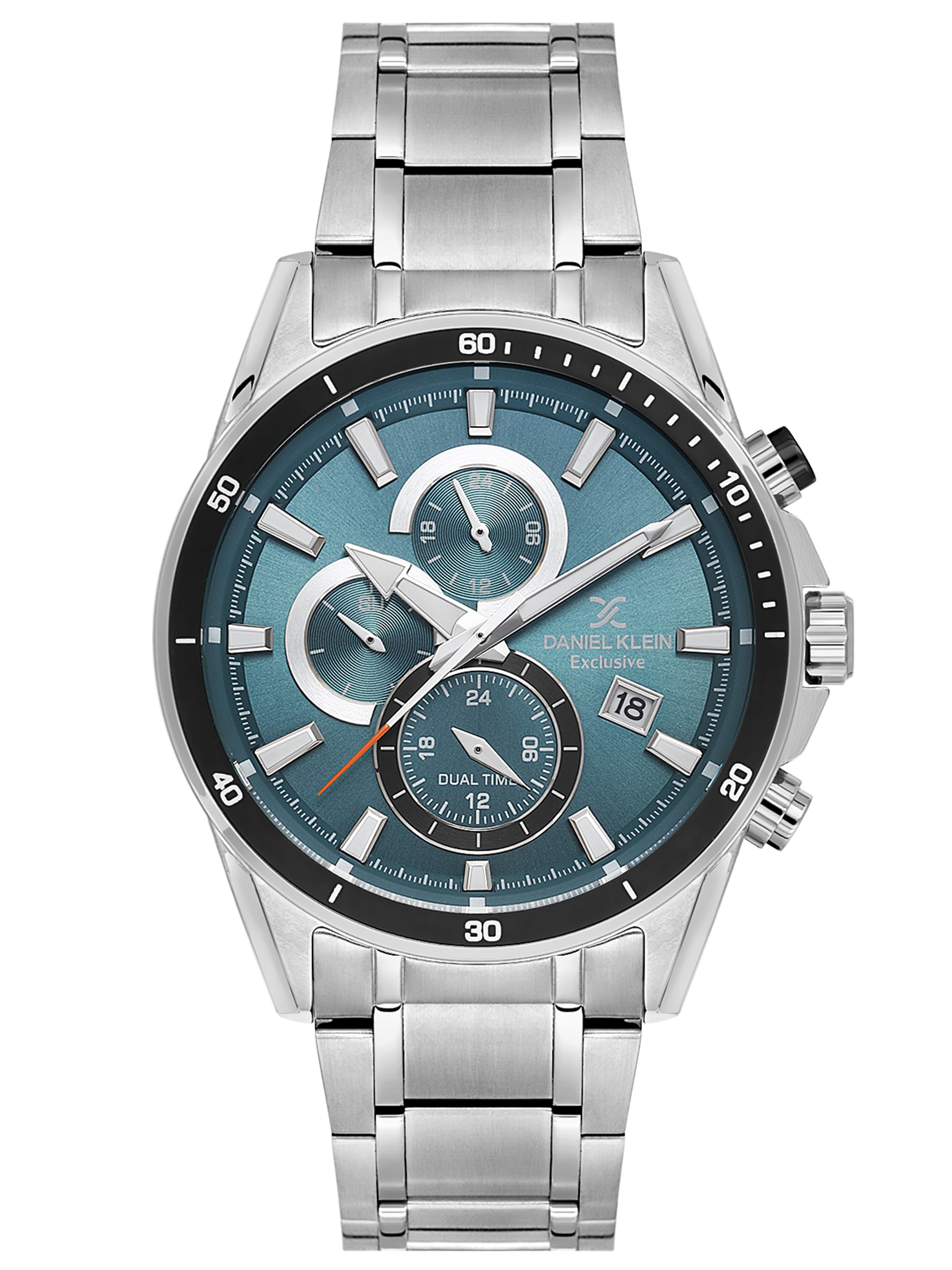 Daniel Klein Analog Green Round Dial Silver Case Silver Strap Quartz Water-Resistant Wrist Watch for Men Boys DK.1.14247-4