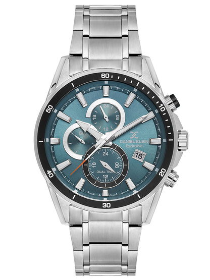 Daniel Klein Analog Green Round Dial Silver Case Silver Strap Quartz Water-Resistant Wrist Watch for Men Boys DK.1.14247-4