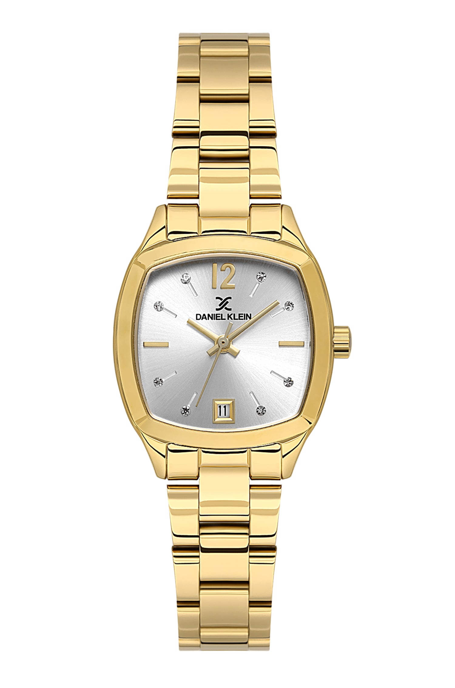 Daniel klein Premium Lady Gold IPG Case &amp; Strap Silver Sunray Dial Watch DK.1.13912-4