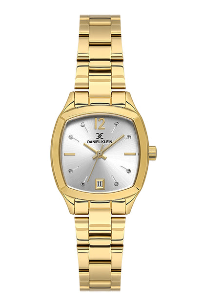 Daniel klein Premium Lady Gold IPG Case &amp; Strap Silver Sunray Dial Watch DK.1.13912-4