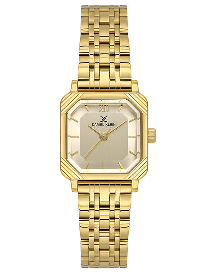 Daniel Klein Analog Champagne Round Dial Gold Case Gold Strap Quartz Water-Resistant Wrist Watch for Women Girls, Ladies DK.1.14153-2
