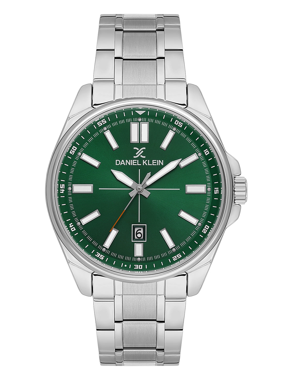 Daniel Klein Analog Dark Green Round Dial Silver Case Silver Strap Quartz Water-Resistant Wrist Watch for Men Boys DK.6.14202-4