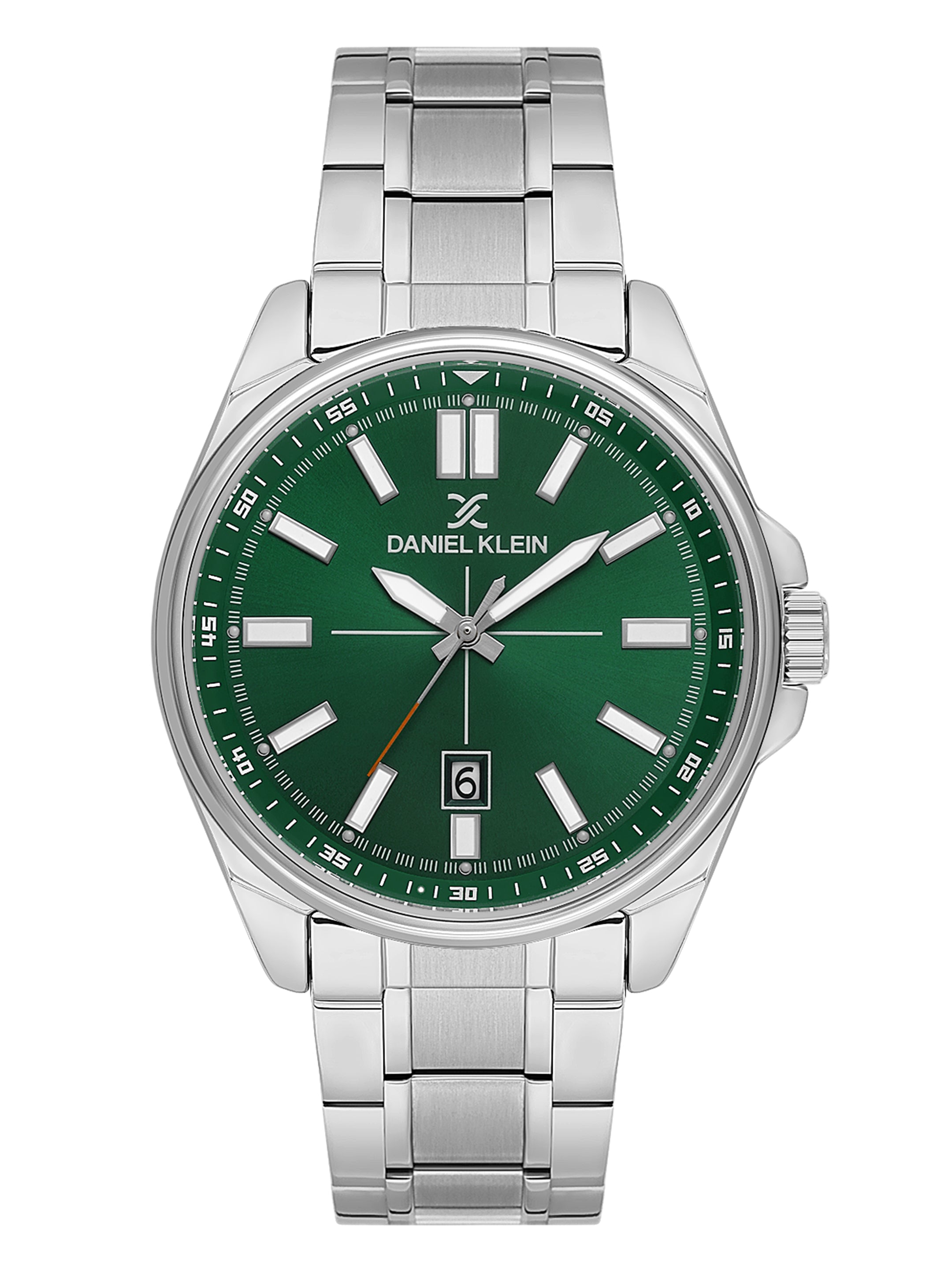 Daniel Klein Analog Dark Green Round Dial Silver Case Silver Strap Quartz Water-Resistant Wrist Watch for Men Boys DK.6.14202-4