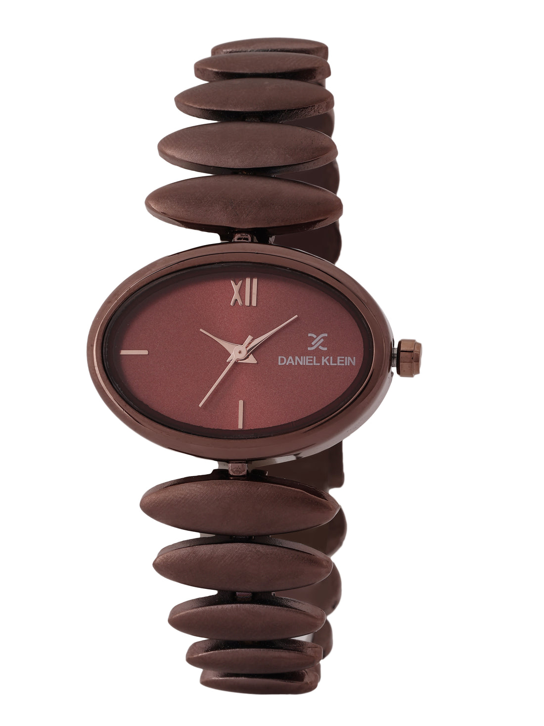 &quot;Daniel Klein Women’s Brown Bracelet Watch – Elegant Maroon Oval Dial, Premium Design &quot;