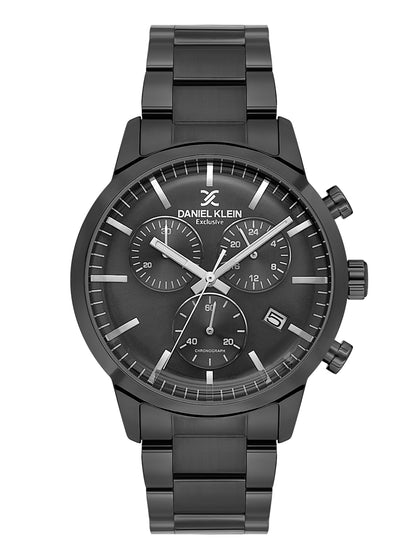 Daniel Klein Analog Gunmetal Round Dial Gunmetalmetal Case Gunmetalmetal Strap Quartz Water-Resistant Wrist Watch for Men Boys DK.1.14238-4