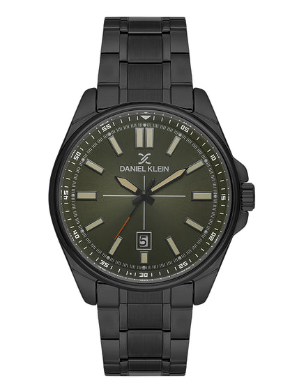 Daniel Klein Analog Green Round Dial Black Case Black Strap Quartz Water-Resistant Wrist Watch for Men Boys DK.6.14202-6