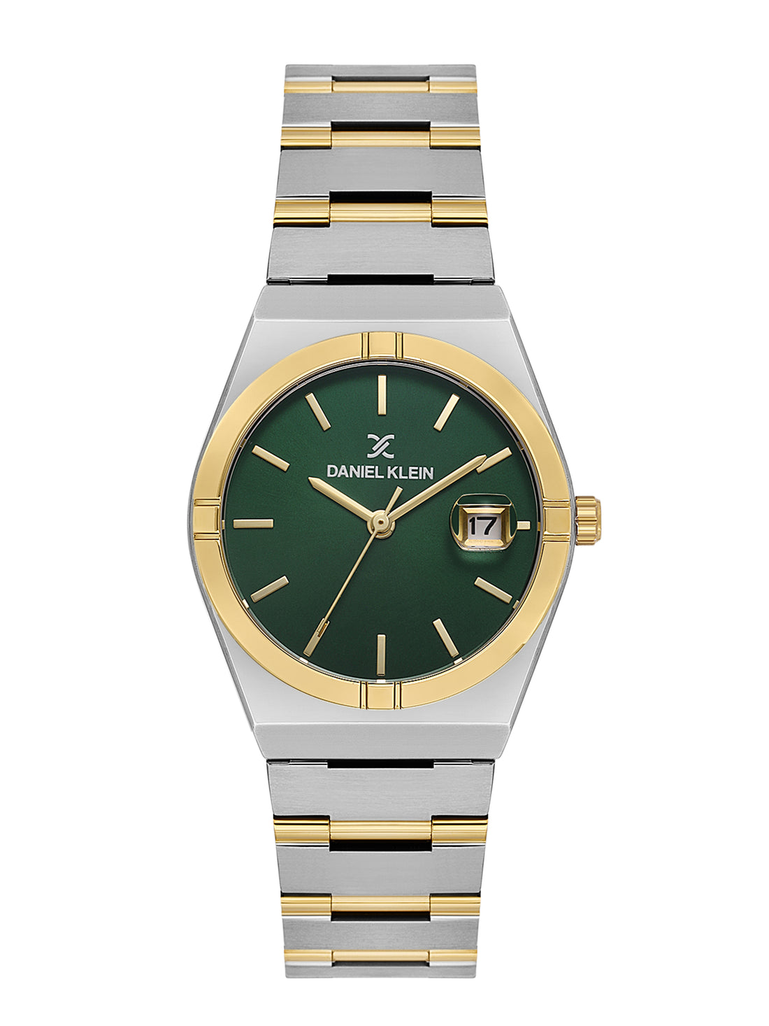 Daniel Klein Analog Dark Green Round Dial Silver and Gold Case Silver and Gold Strap Quartz Water-Resistant Wrist Watch for Women Girls, Ladies DK.1.14170-5