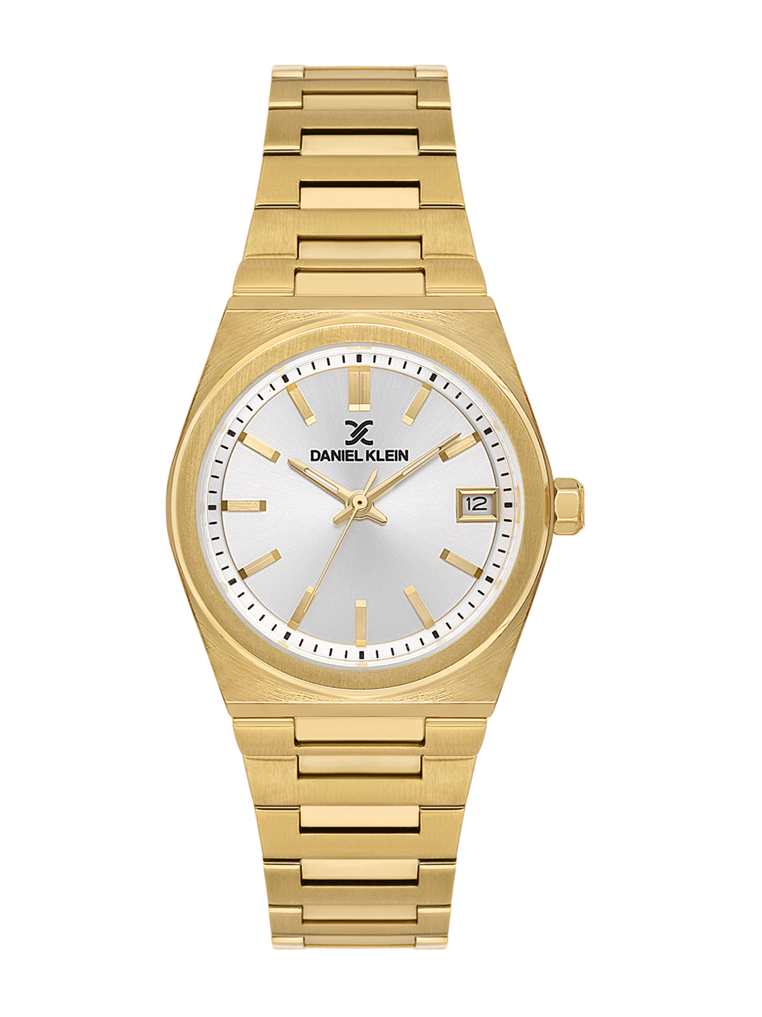 Daniel Klein Analog Silver Round Dial Gold Case Gold Strap Quartz Water-Resistant Wrist Watch for Women Girls, Ladies DK.1.14177-4