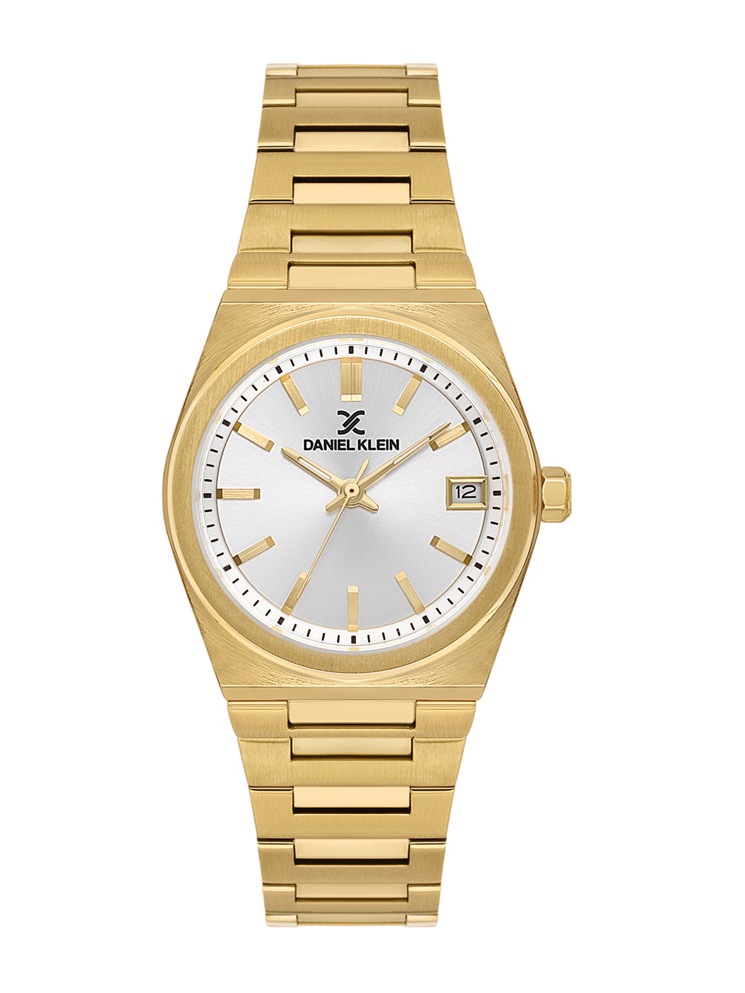 Daniel Klein Analog Silver Round Dial Gold Case Gold Strap Quartz Water-Resistant Wrist Watch for Women Girls, Ladies DK.1.14177-4