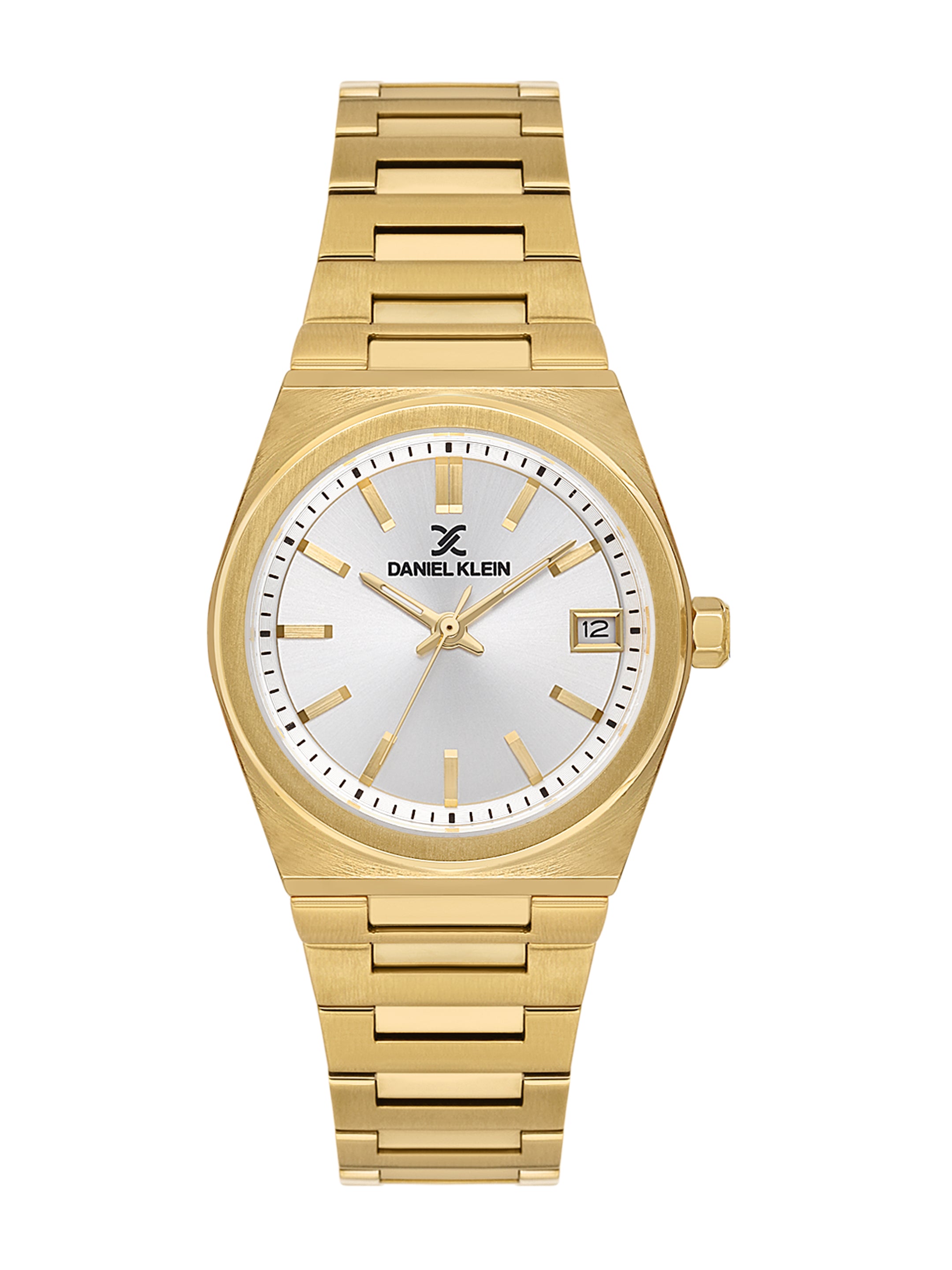 Daniel Klein Analog Silver Round Dial Gold Case Gold Strap Quartz Water-Resistant Wrist Watch for Women Girls, Ladies DK.1.14177-4