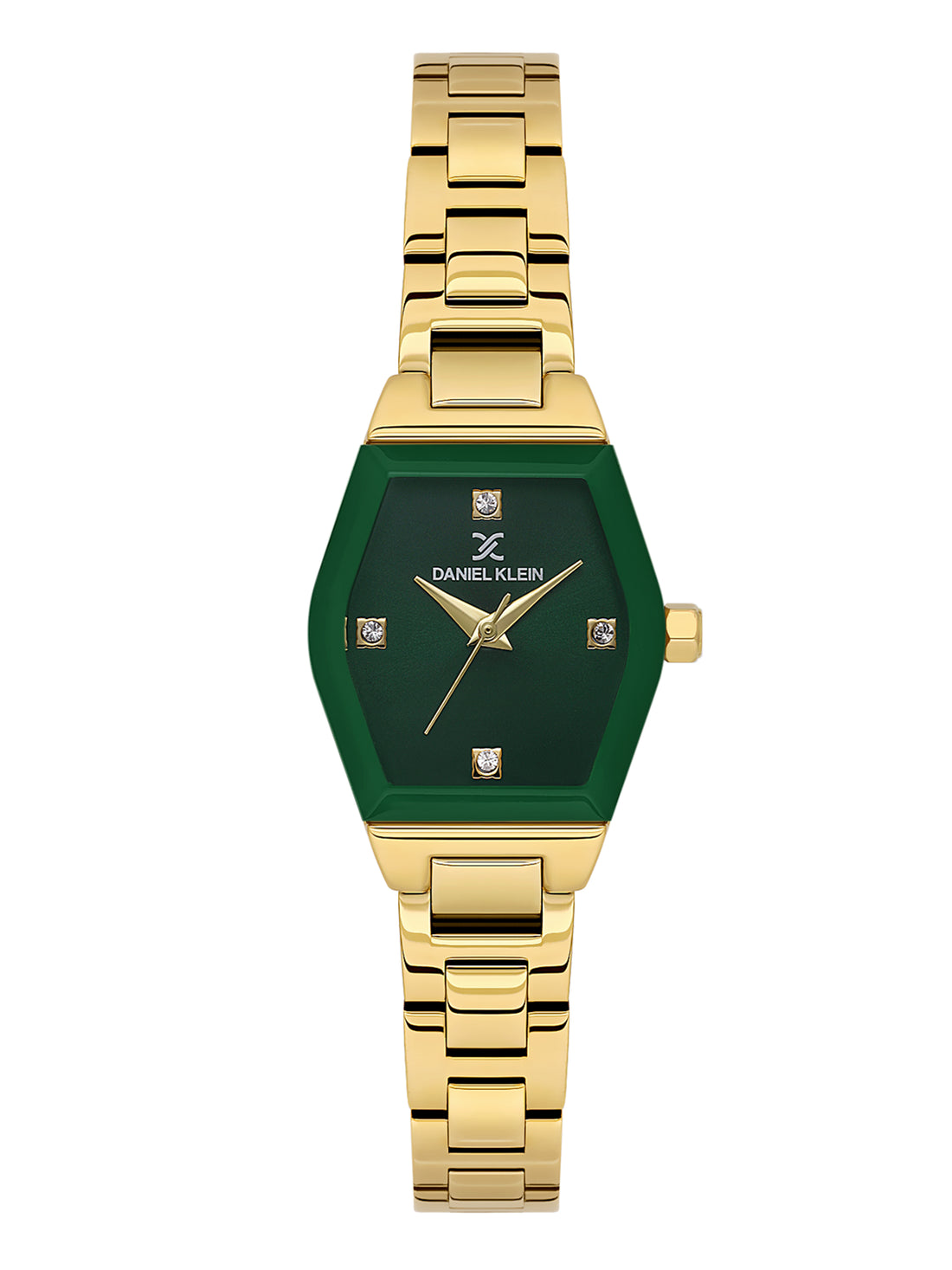 Daniel Klein Analog Dark Green Round Dial Gold/Dark Green Case Gold Strap Quartz Water-Resistant Wrist Watch for Women Girls, Ladies DK.6.14186-3