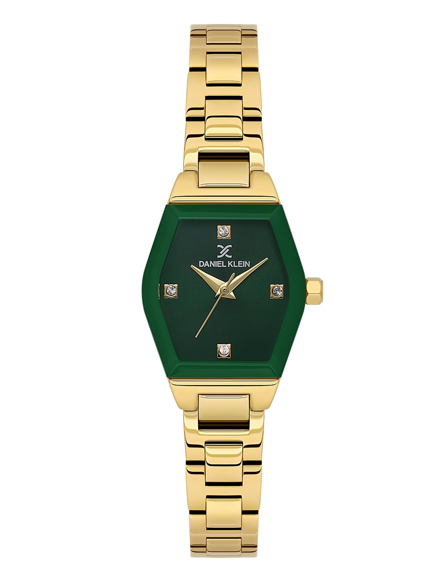 Daniel Klein Analog Dark Green Round Dial Gold/Dark Green Case Gold Strap Quartz Water-Resistant Wrist Watch for Women Girls, Ladies DK.6.14186-3
