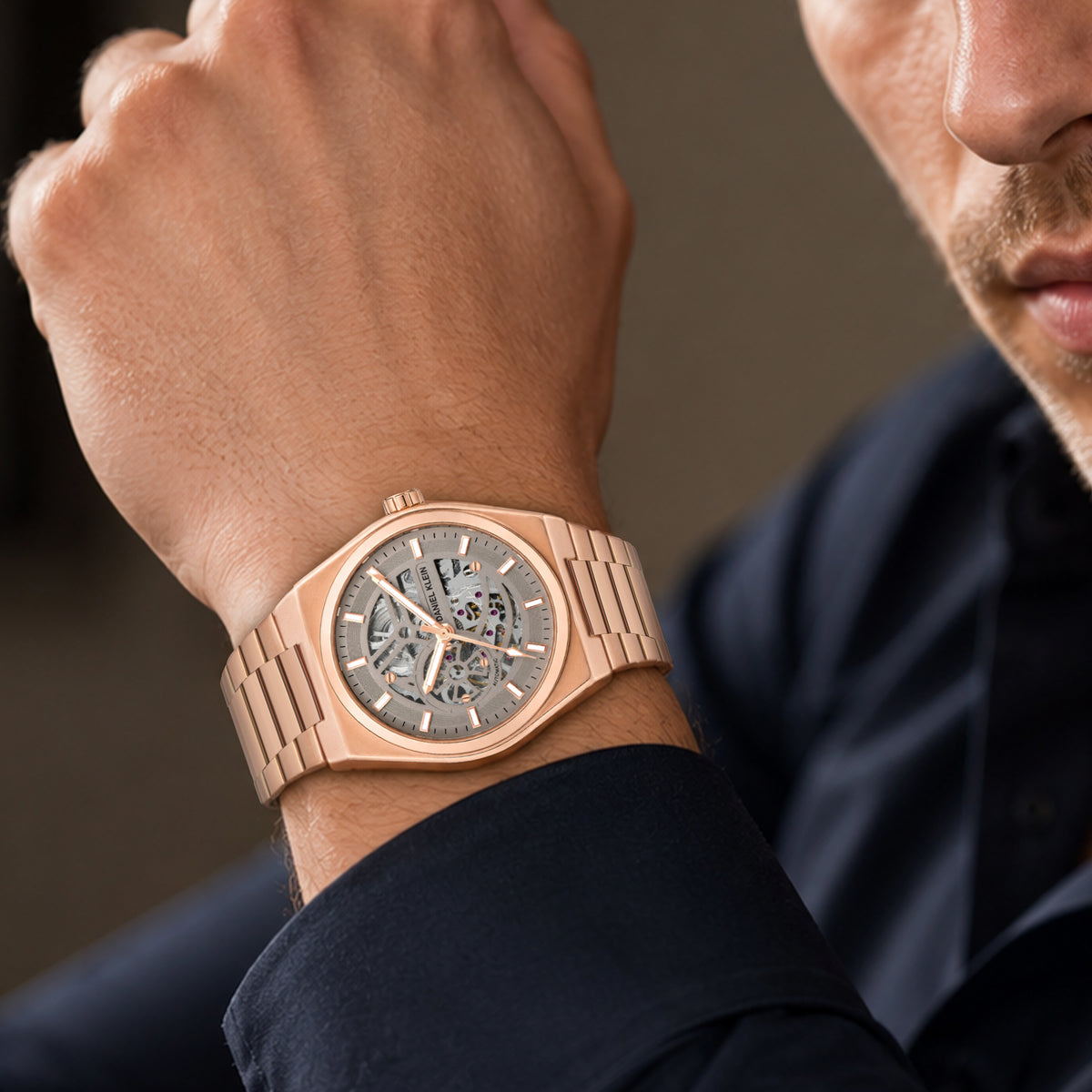 Daniel Klein Automatic Skeleton Dial Watch for Men