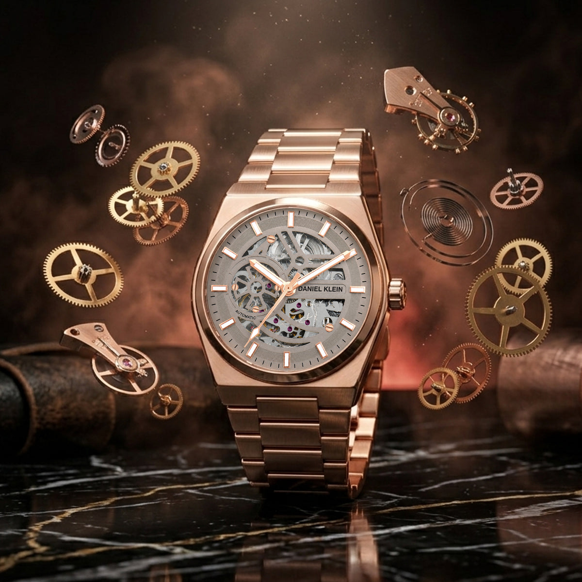 Daniel Klein Automatic Skeleton Dial Watch for Men