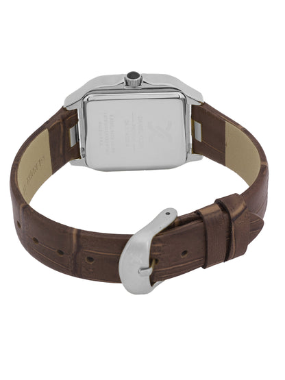 Daniel klein Premium Lady Silver &amp; Rose Gold Case Brown Leather Strap Sunray Dial Watch DK.1.14039-6