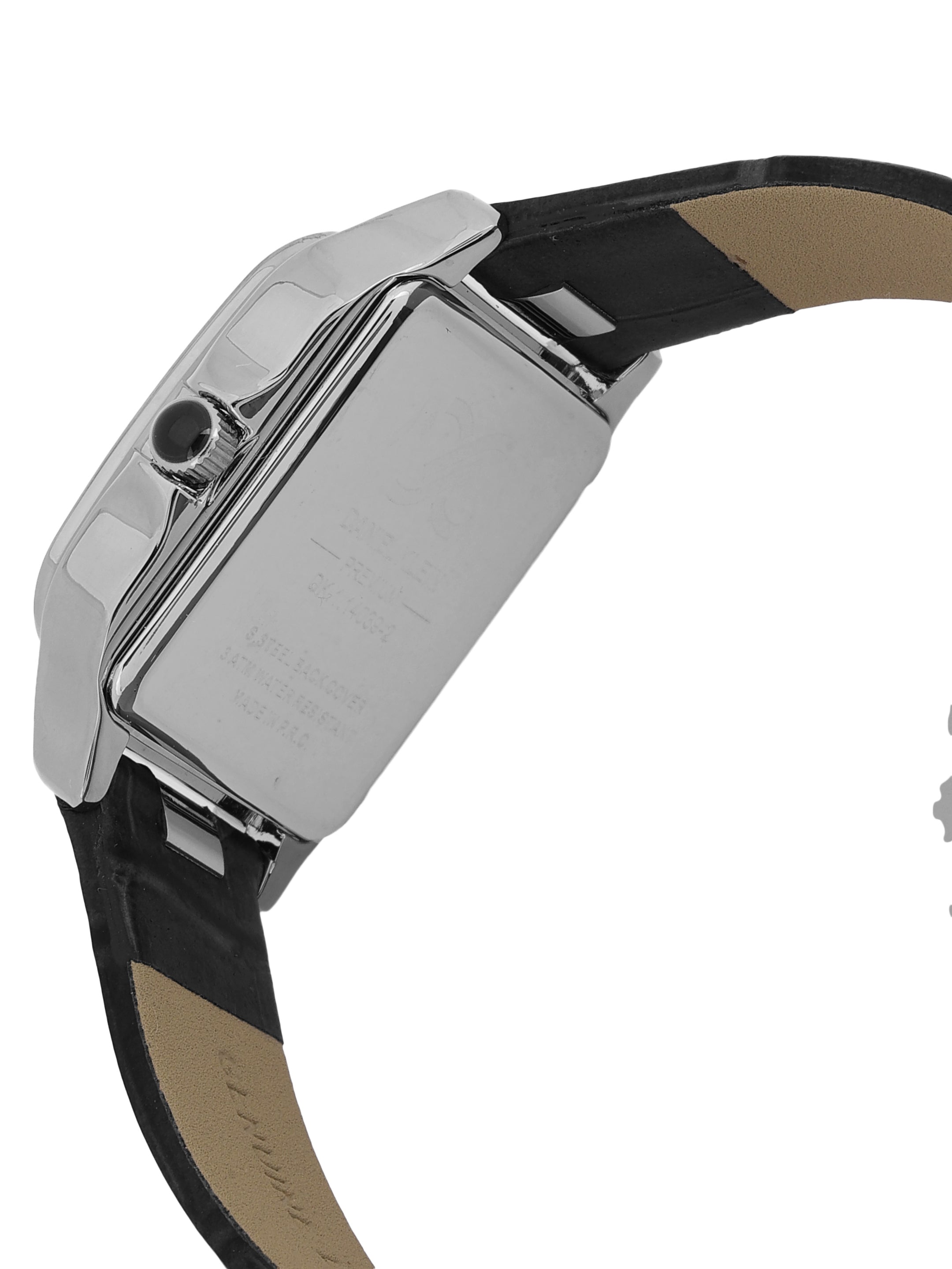 Daniel klein Premium Lady Silver Case Black Leather Strap Sunray Dial Watch DK.1.14039-1